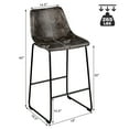 thumbnail image 3 of Costway Set of 2 Bar Stool Faux Suede Upholstered Kitchen Dining Chair W/ Metal Legs Grey\ Brown, 3 of 11