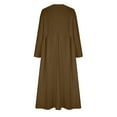 thumbnail image 6 of Oksale Cotton Linen Dress for Women with Pockets Loose Fit Full Length Dresses Casual V Neck Dress Loose Long Sleeve Fall Dress Brown M, 6 of 8
