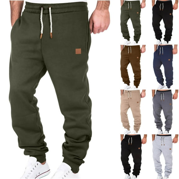 Mens Sweatpants with Pockets, LONKITO Athletic Workout Jogger Pants Running Casual Sweatpants Elastic Bottom, Size L