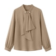 thumbnail image 4 of hoksml Women's Bow Neck Chiffon Blouse Puff Long Sleeve Elegant Loose Shirt for Office Business Daily Flowy, 4 of 4