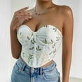 thumbnail image 6 of Womens Crop Corset Tops Floral Embroidered Vintage Going Out Bustier Corsets Fish Bones Body Trimmer Bodice Shapewear Yellow, S, 6 of 7