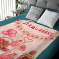 thumbnail image 3 of Cute Strawberry Watercolor Flannel Fleece Blanket Throw Couch Microfiber Soft Cozy Lightweight Luxury Bed Blanket for Teen, 3 of 5