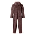 thumbnail image 4 of Men's Hooded Onesie Pajamas Lightweight Fuzzy Fleece Zip Up Jumpsuit Long Sleeve One Piece Pjs Romper Warm Loungewear with Pocket, 4 of 6