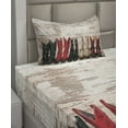 thumbnail image 3 of Ambesonne Western Fitted & Top Sheet Set with Sham, Rustic Wild West Boots Art, Beige Black and Red, 3 of 5