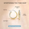thumbnail image 4 of LeCalla 925 Sterling Silver Hoop Earrings for Women | Two-Tone Intertwined Chunky Earring Hoops, 4 of 7