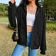 thumbnail image 1 of con capucha de gran tamaño Streetwear Jean Moda con capucha informal para viajes Negro m Hugo Chaqueta con capucha para mujer, 1 of 8