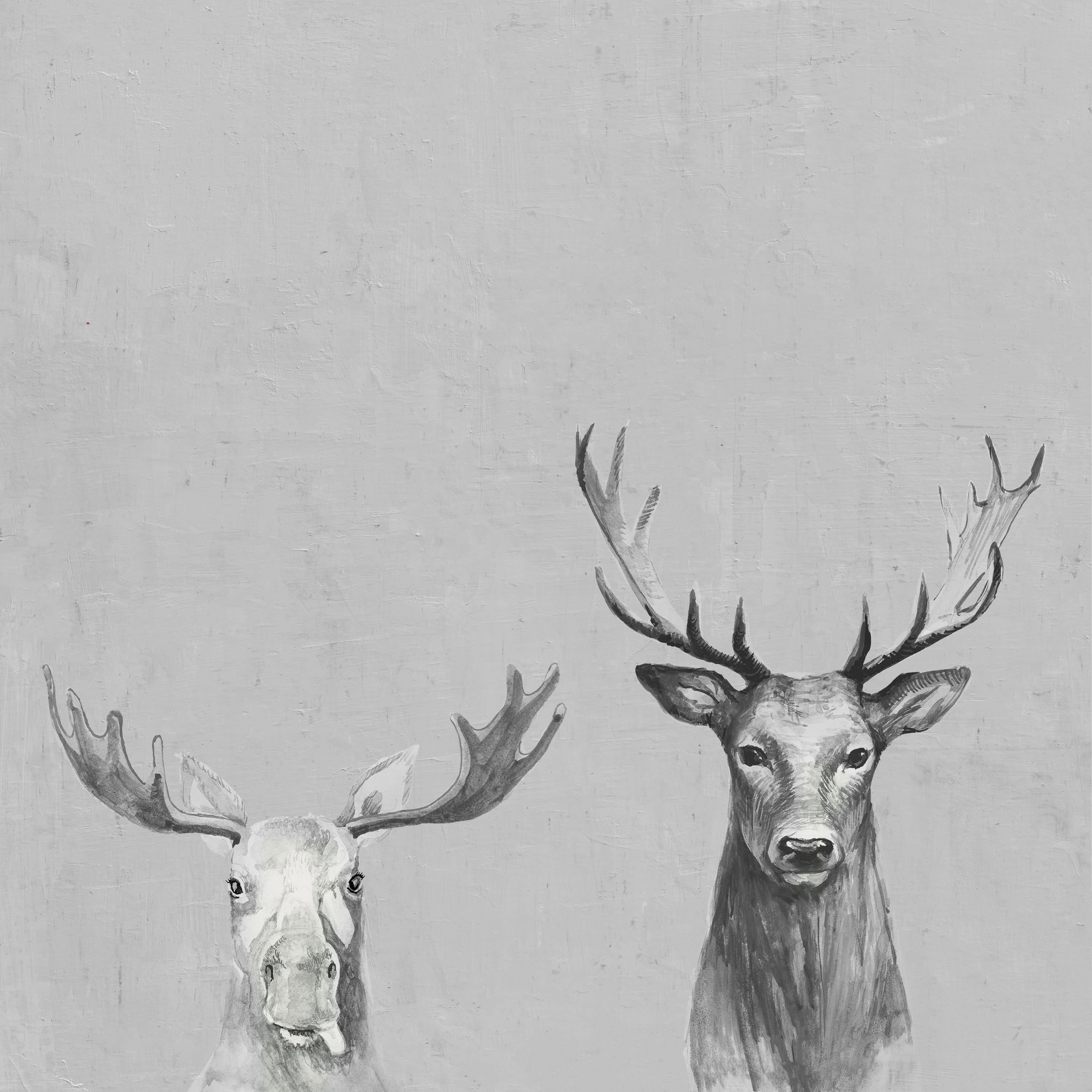 Antler Rules in Gray Painting Print on Wrapped Canvas