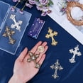 thumbnail image 3 of 1 caja de 8 dijes de diamantes de imitación de 4 colores, cruces a granel, dijes de rosario dorado, crucifijo de aleación de plata, dije gótico grande, 3 of 6