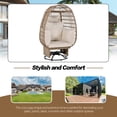 thumbnail image 5 of Outdoor Egg Chair, Swing Chair with 4 Pillows, Thick Soft Padded Back and Arm, Swivel & Rocking Function, Swivel Base, Adjustable Foot Pads, Wicker Egg Chair, 5 of 8
