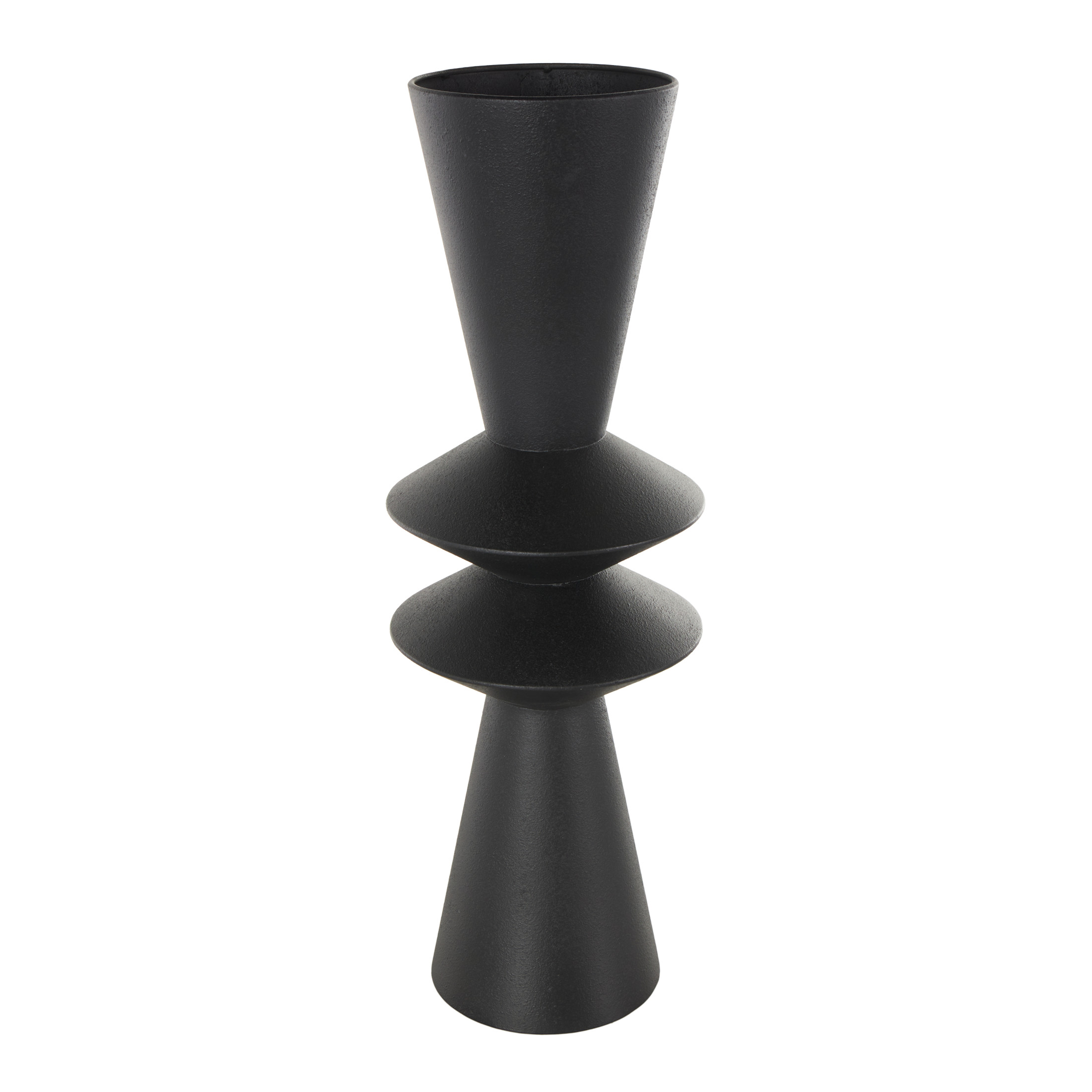 DecMode 23" Art Deco Fluted Black Metal Vase