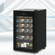Adoolla 16.9" Single Zone Wine Refrigerator, 24-Bottle Capacity Freestanding Wine Cooler Fridge with Glass Door