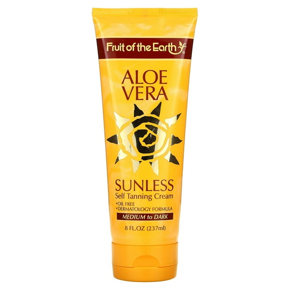 Fruit of the Earth Aloe Vera Sunless Self Tanning Cream, Medium to Dark, 8 fl oz (237 ml)