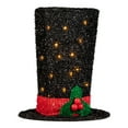 thumbnail image 4 of Northlight 9.25" Lighted Black Tinsel Top Hat Christmas Tree Topper, Clear Lights, 4 of 7