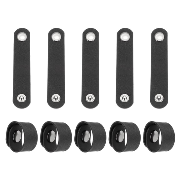Uxcell 10 Pcs Plain Leather Bracelets Leather Snap Bracelets Adjustable Blank Wrist Cuffs DIY Craft Wristbands Single Snap for Men Women Jewelry Making (Black, 3.9"x0.8")