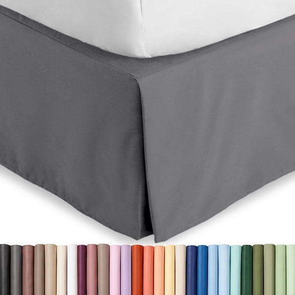 Bare Home Double Brushed Bed Skirt - Premium 1800 Collection - 15-inch Drop - Queen, Gray