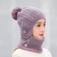thumbnail image 1 of Gorro de punto forrado para mujer, juego de máscara de bufanda de invierno para mujer, gorro cálido para niñas, gorro con orejeras, 1 of 5
