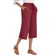 thumbnail image 3 of Axiiglly Capri Pants for Women Cotton Drawstring Elastic Waist Outdoor Capri Leggings with Pockets Casual Work Out Solid Color Womens Pants S-2XL, 3 of 10