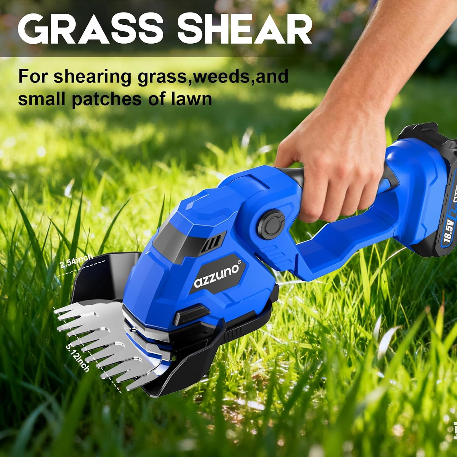 Cordless Hedge Trimmer 2-in-1 Grass Shears with Battery Charger, 21V Electric Shrub Cutter for Garden Lawn