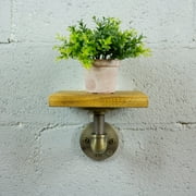 OS Home and Office Model P8-BB 8-inch decorative single wall mounted pipe shelf metal and reclaimed-aged wood finish