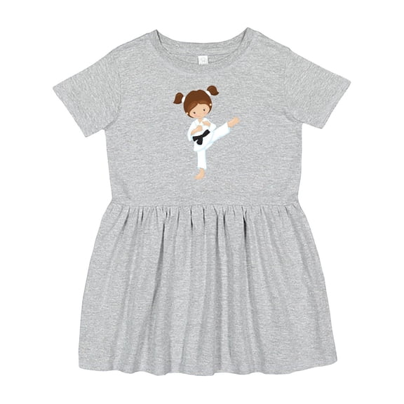 Inktastic Karate Girl, Cute Girl, Brown Hair, Black Belt Girls Toddler Dress