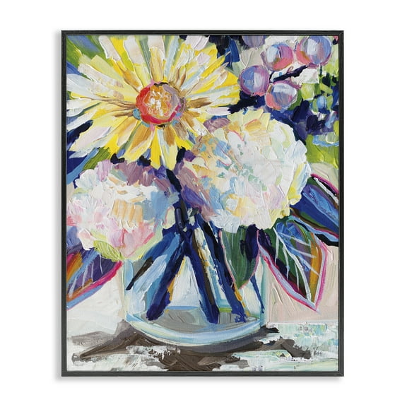 Stupell Industries Yearning Mixed Bouquet Plants & Flowers Painting Black Framed Art Print Wall Art, 11 x 14