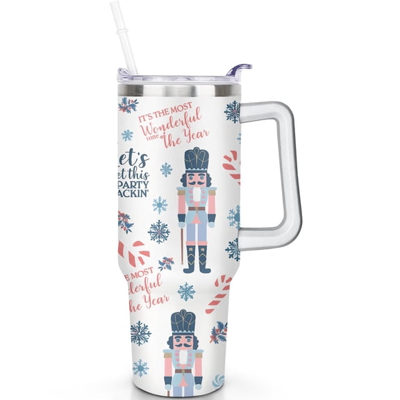 1pc Movie Lovers 40oz Tumbler with Straw & Handle - Insulated Stainless Steel Cup | Holiday Gift for Man Women (Christmas, Valentine's, Birthday)