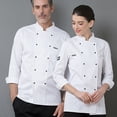 thumbnail image 1 of LEEYNEER New Men‘S Double-Breasted Decorative Long-Sleeve Chef Uniform with Leather Label, 1 of 6