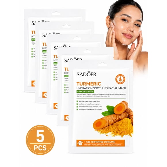 Kit 5 Mascarillas Faciales Antinflamatorias Con Cúrcuma