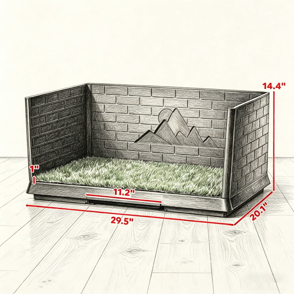 Dog Toilet with Artificial Turf, 3-Side 11.8"" High Walls Anti-Splash, Slide-Out Tray & Drainage System, for Small to Medium Dogs