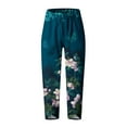 thumbnail image 4 of up to 60% off Gifts Usmixi Womens Elastic Waist Pants Fashion Cotton Linen Daisy Print Plus Size Trousers Loose Irregular Straight Leisure Long Pants with Pocket Blue l, 4 of 4