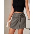 thumbnail image 5 of Faux Suede Mini Skirt Fall Winter Bodycon Short Suede Mini Skort for Women Gray XL, 5 of 8