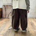 thumbnail image 5 of Avrntaa Corduroy Parachute Pants for Boys Baggy Drawstring Cargo Pants Street Y2K Casual Trouser 2-12Y, 5 of 6