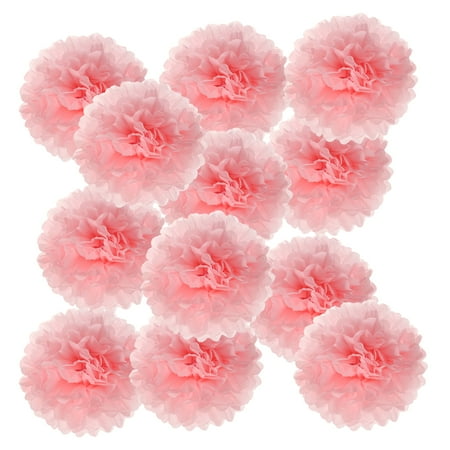 8inch Tissue Paper Pom Poms 12PCS Pom Poms Paper Flowers Ball Tissue Paper Flowers for Wedding Bridal Shower Birthday Bachelorette Party Backdrop Decoration Light Pink