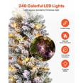 thumbnail image 4 of 6ft Prelit Flocked Artificial Christmas Tree with 240 Colorful LED Lights 11 Lighting Modes 635 Branch Tips for Home Office Party Holiday Decoration, 4 of 6
