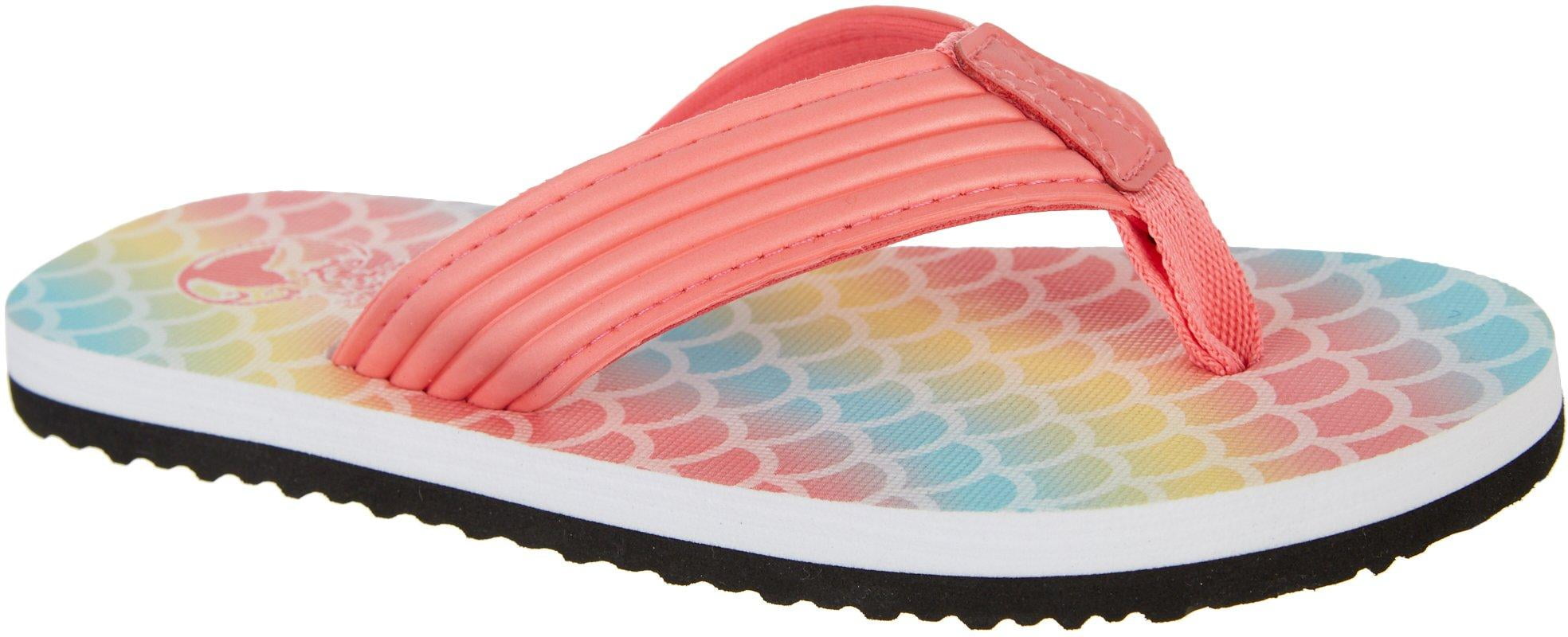 Reel Legends - Reel Legends Little Girls Shore Mermaid Print Flip Flops - Walmart.com - Walmart.com