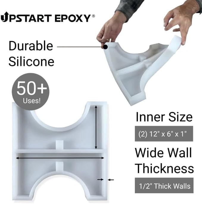 Upstart Epoxy Silicone Mold for Epoxy Resin Casting, 12 Inch Mid-Century Modern Plant Stand, Flexible and Durable Mold for DIY Resin Arts and Crafts, Home Decor, Indoor Planter, Reusable (White)
