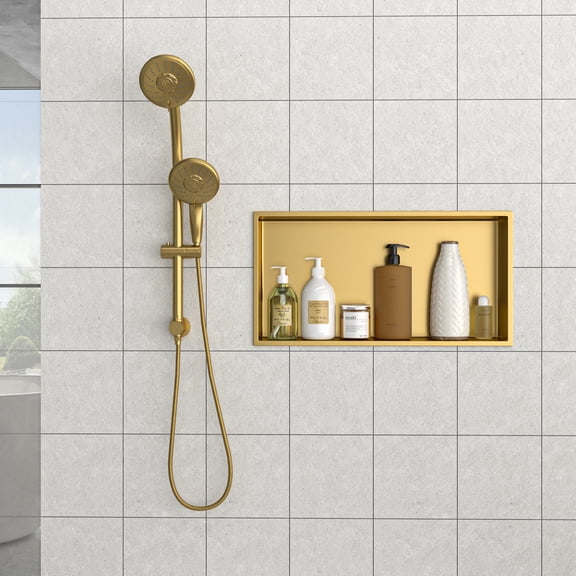 25" x 13" Stainless Steel Shower Niche, Gold