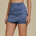 thumbnail image 4 of Jsaierl Women's Wrap-Front Denim Skort, High Waist Casual Jean Skirt-Shorts, Faux Wrap Style Skort for Everyday Wear, 4 of 6