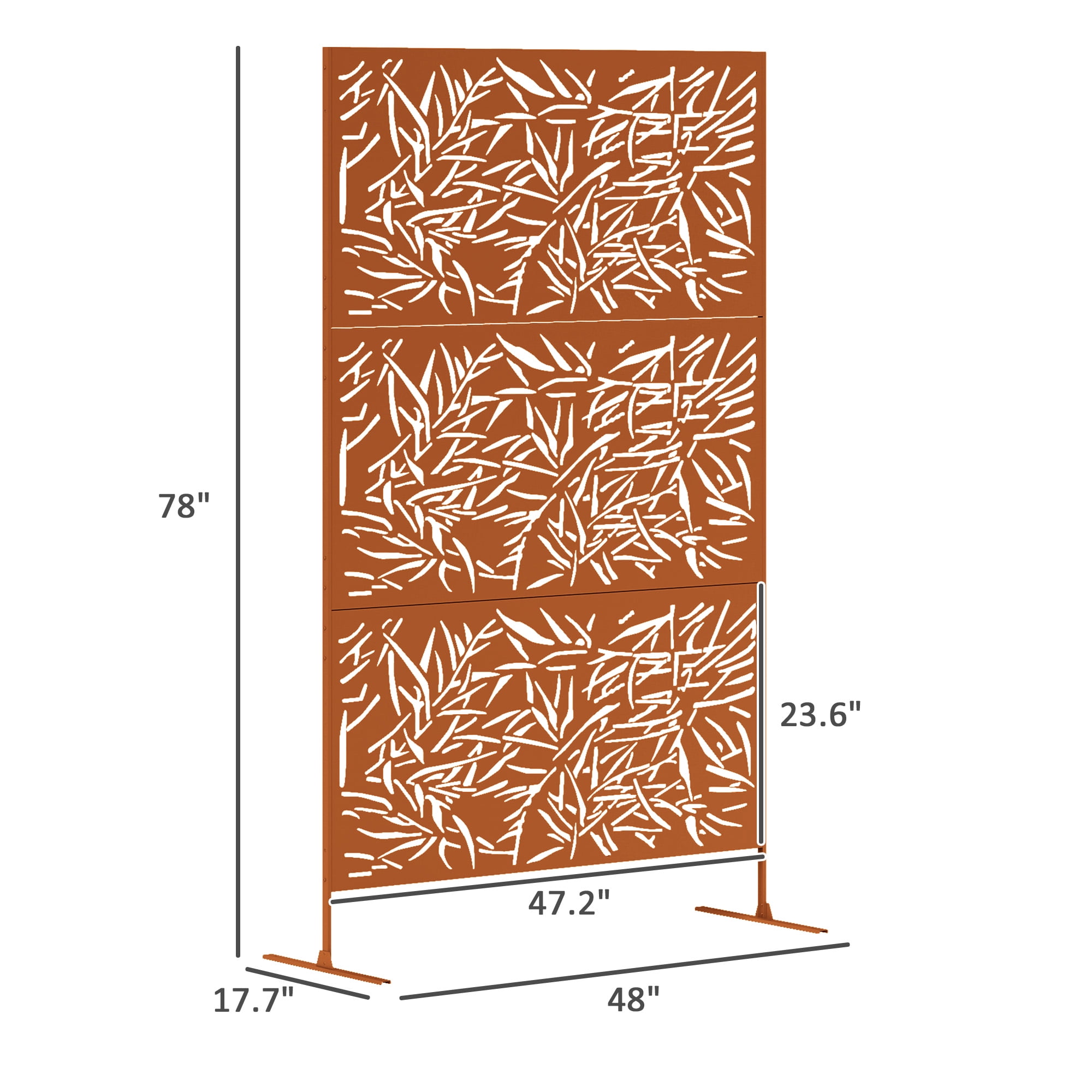 Alvantor Freestanding Metal Bamboo Brown Privacy Screen - Outdoor Decorative Divider