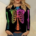 thumbnail image 6 of SDNall Halloween Shirts for Women Skeleton Graphic 2024 Halloween Women Fashion Tees Casual Round Neck Loose Cute T-Shirt Long Sleeve Ladies Top, 6 of 9