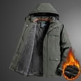 thumbnail image 3 of Men's Thicken Parka Jacket Fleece Lined Zipper Padded Long Jacket with Pockets Plus Size Winter Warm Thicken Windproof Coat, 3 of 6