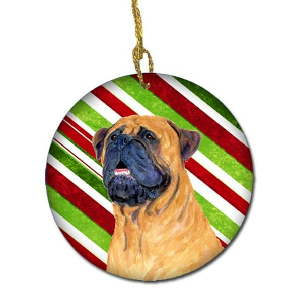 Mastiff Candy Cane Holiday Christmas Ceramic Ornament