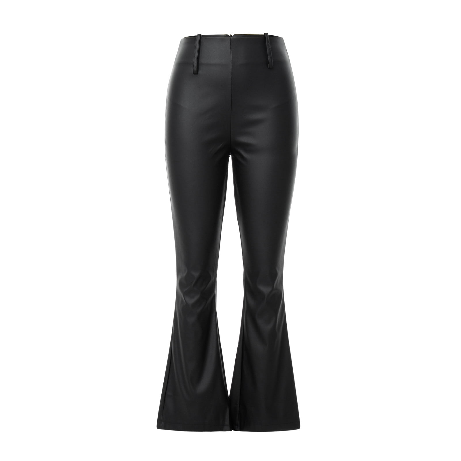 Women Faux Leather Pants Solid High Waist Slim Fit Leggings Skinny Pleather Trousers with Pocket