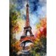 thumbnail image 1 of Kit de pintura por números sobre lienzo, arte al óleo artesanal, Torre Eiffel, París, Francia, arte 40x60cm, 1 of 9