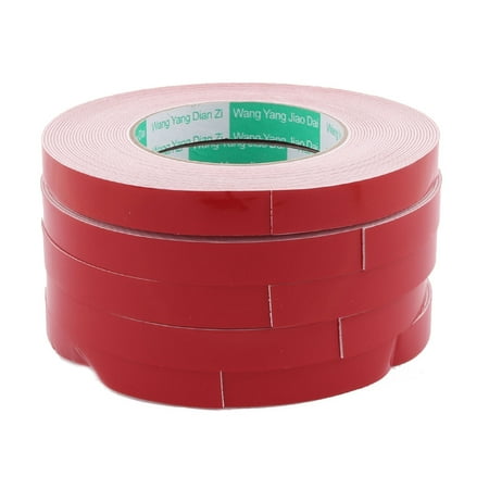 5PCS 10M Length 15 x 1mm White Red Double Sided Waterproof Sponge Tape for Car