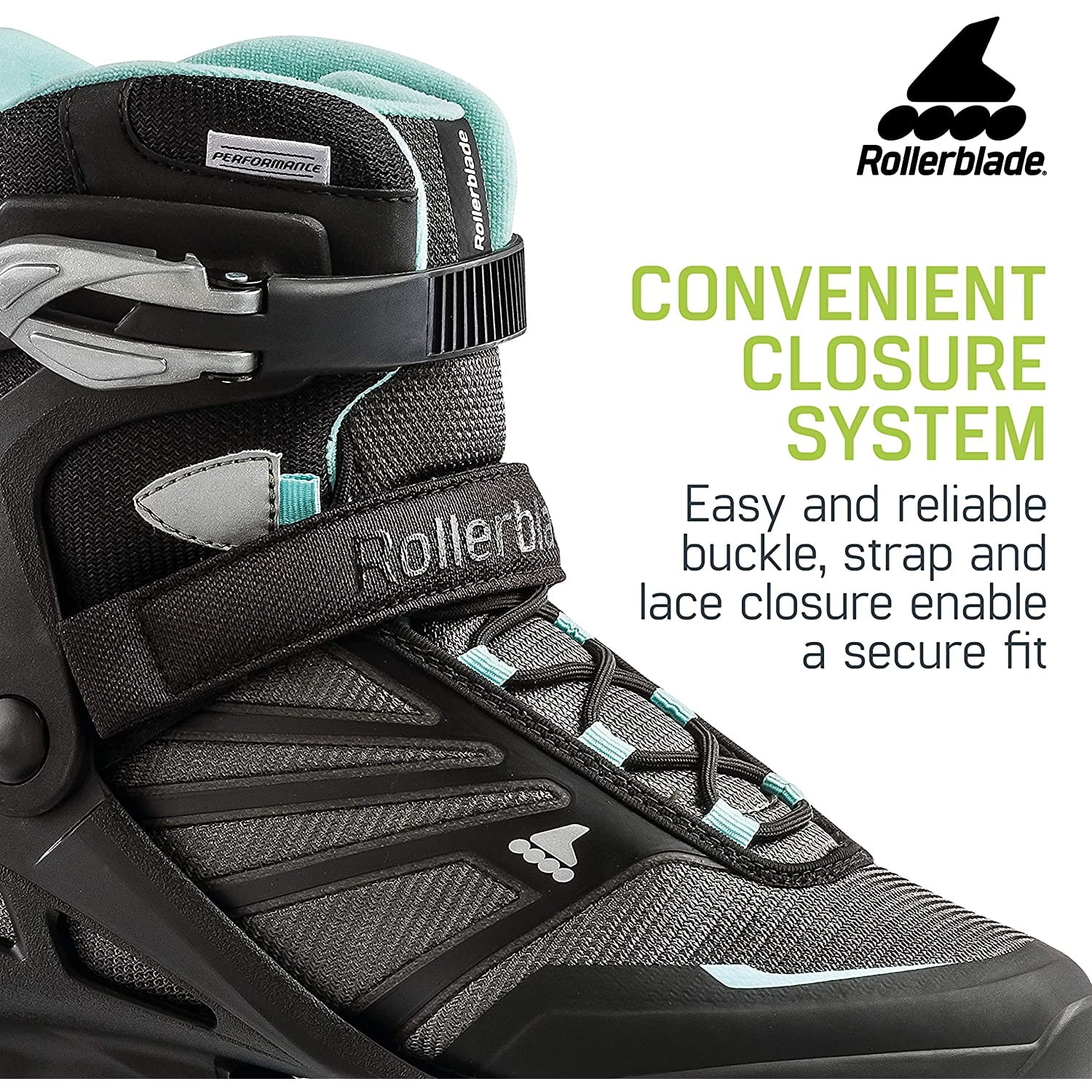 Rollerblade Zetrablade Women's Adult Fitness Inline Skate Size 7, Black & Blue
