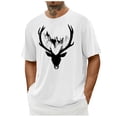 thumbnail image 4 of Jinhomg Mens Graphic Tees Vintage Animal Deer Print Summer T-Shirts Casual Comfy Short Sleeve Crew Neck Tops Lightweight Going Out Wear Holiday Saving White S, 4 of 6