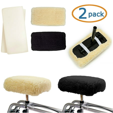 Knee Walker Cushion Covers 2 Pack For Knee Scooter For Injured Leg Universal Knee Scooter Pad Cover Faux Sheepette Knee Walker Seat Pads Covers For Rolling Scooter Includes 2 Extra Foam