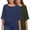 Heather dark blue/Army green, variant on Women's Basic Casual 2 Pack Summer T Shirts Oversized Loose Short Sleeve Tee Tops Black/Heather dark blue
