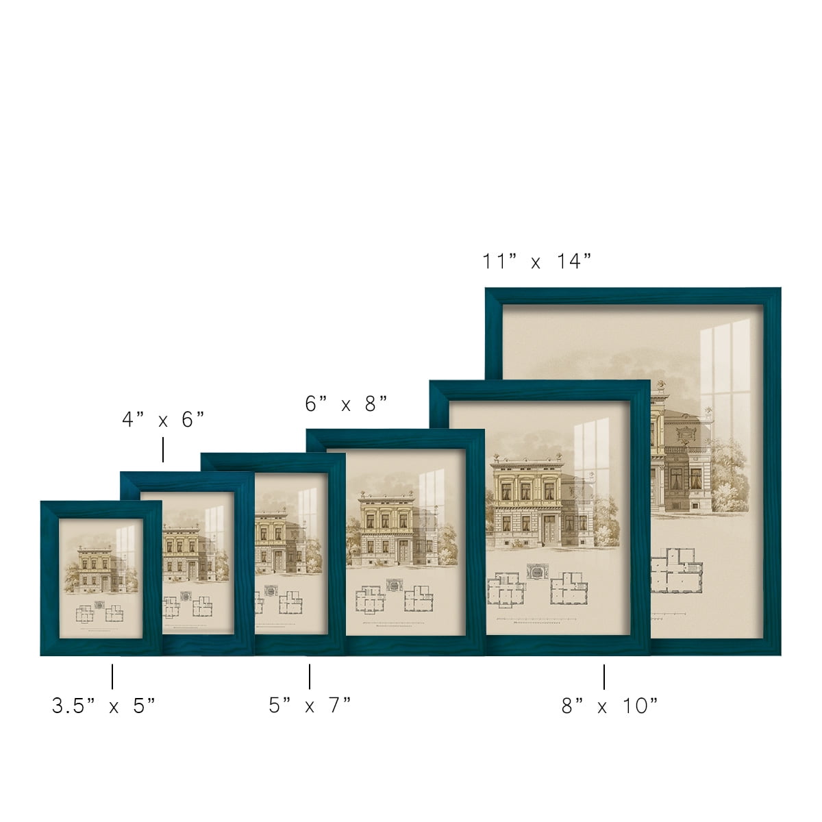Estate and Plan III -Framed Print w/glass-Ocean Blue